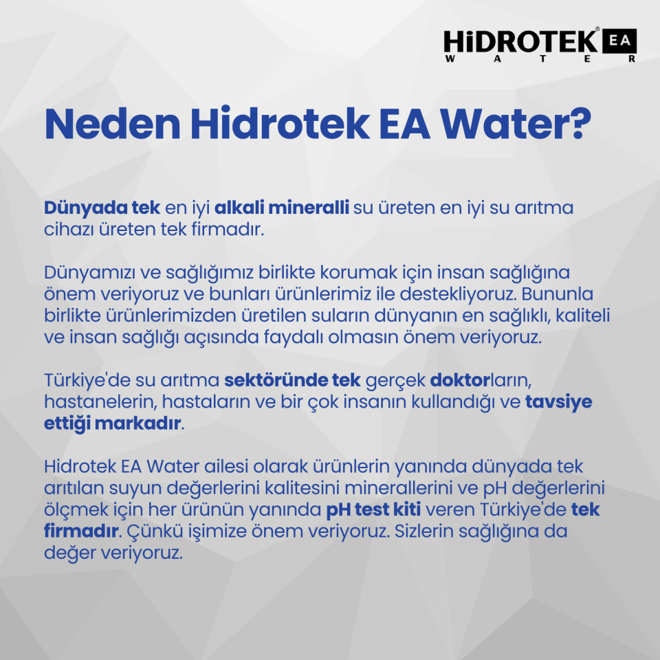 Hidrotek EA Water  Natural pH 8.5 Alkali Zengin Mineralli Canlı Su Üreten Su Sebili