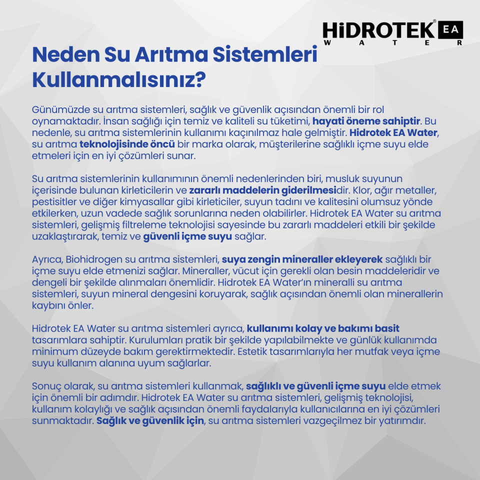 Hidrotek EA Water Ro 500 Günde 1,5 Ton Su Arıtma Cihazı