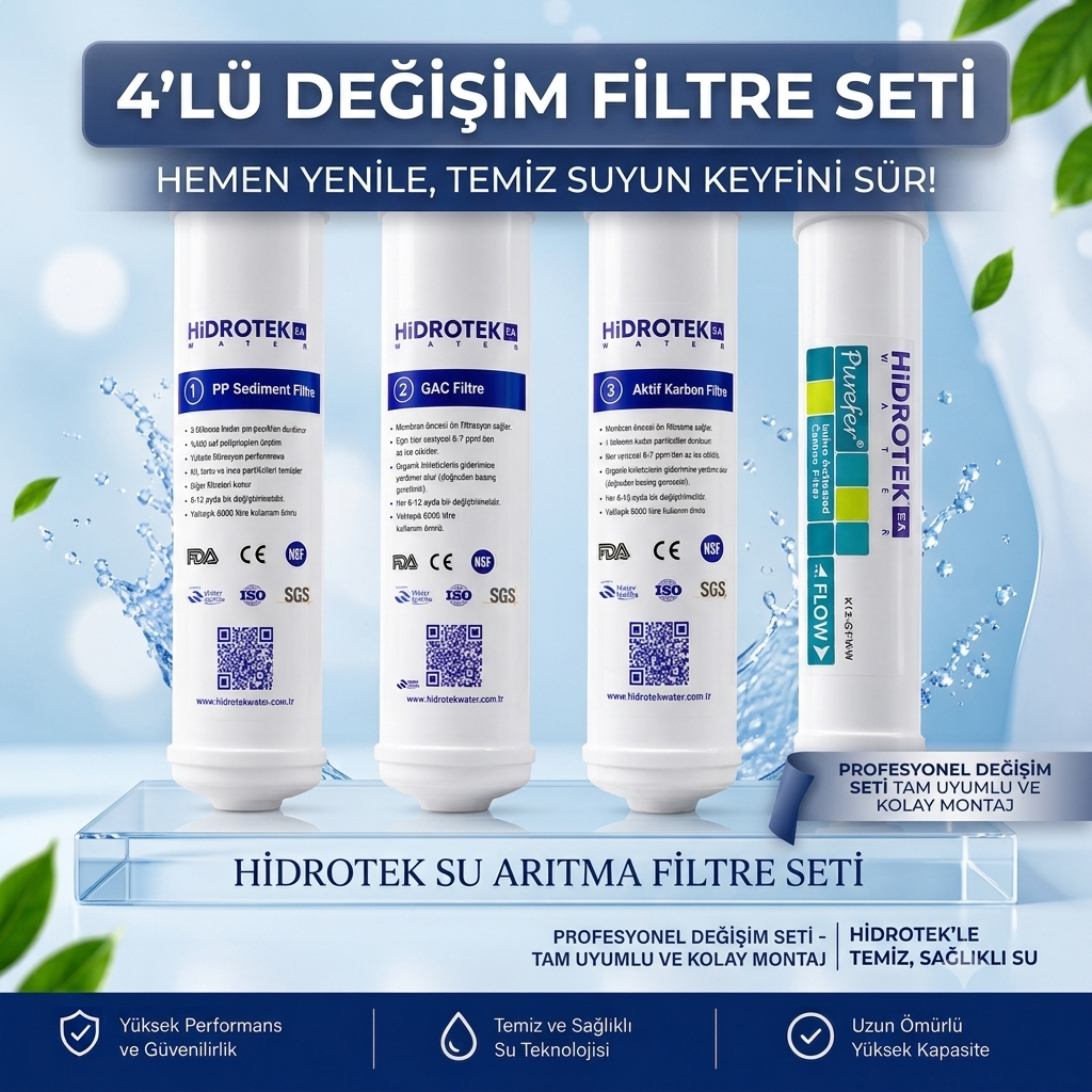 Hidrotek EA Water İlk Yıl Değişecek Filtre Seti - 4 lü Filtre Seti