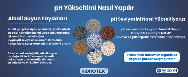 Hidrotek EA Water H2W+ 8'' Mineral Aktif Bakır Filtre pH 8,5