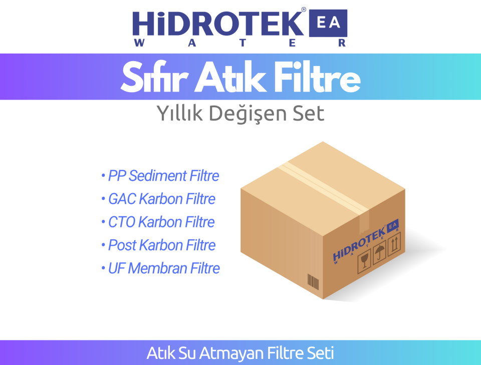 Hidrotek EA Water Atık Su Atmayan Su Arıtma Cihazı İçin Tam Takım Filtre Seti
