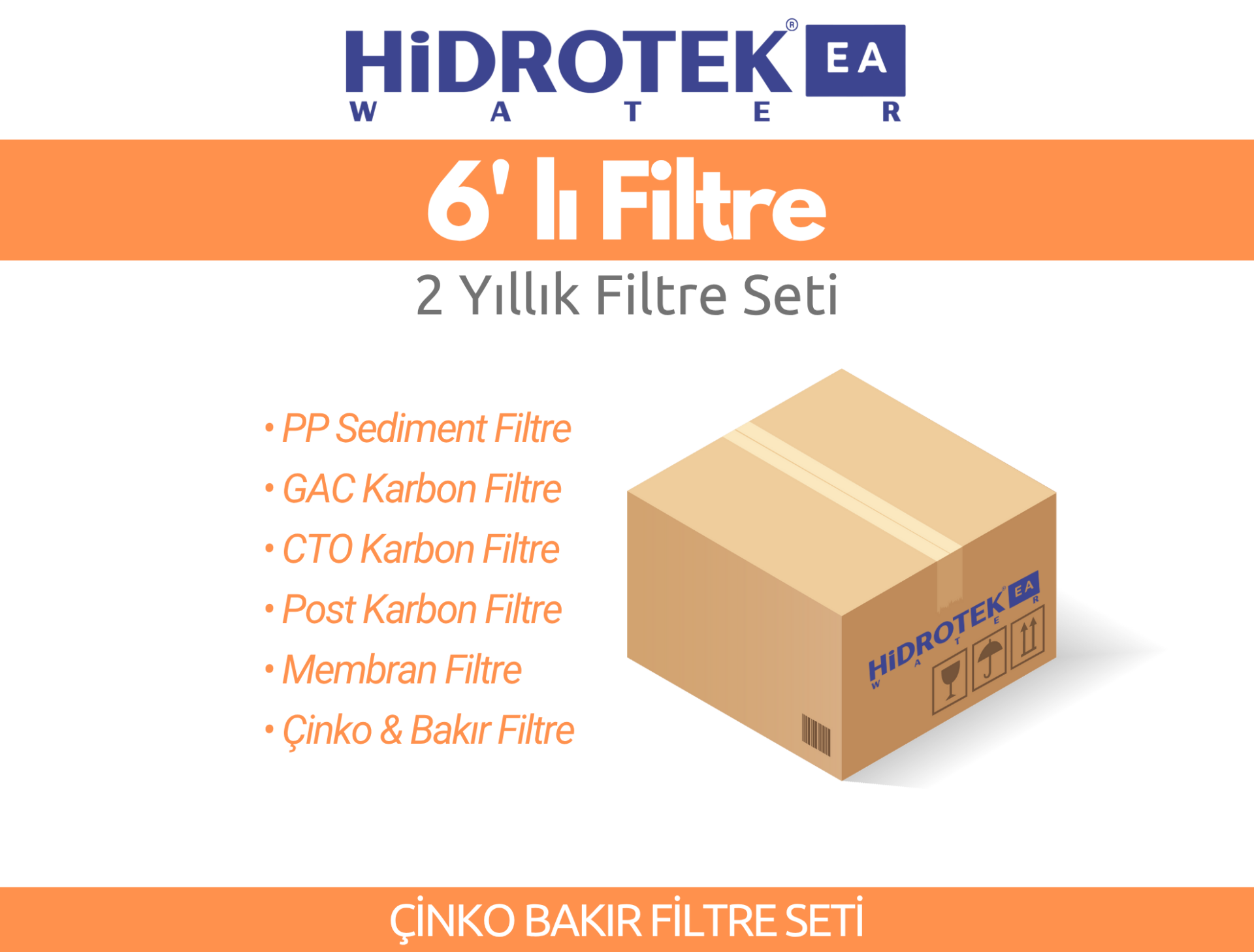Hidrotek Çinko Bakır Su Arıtma Cihazı 2. Yıl Değişecek Filtre Seti - SERVİS DAHİL