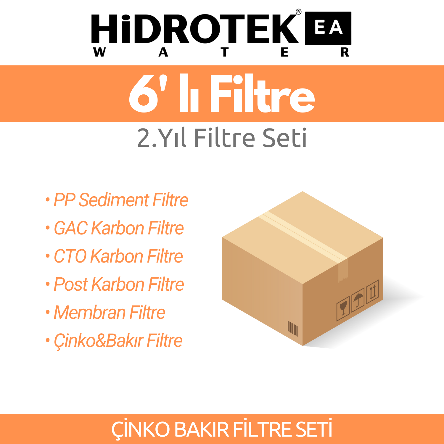 Hidrotek Çinko Bakır Su Arıtma Cihazı 2. Yıl Değişecek Filtre Seti - SERVİS DAHİL