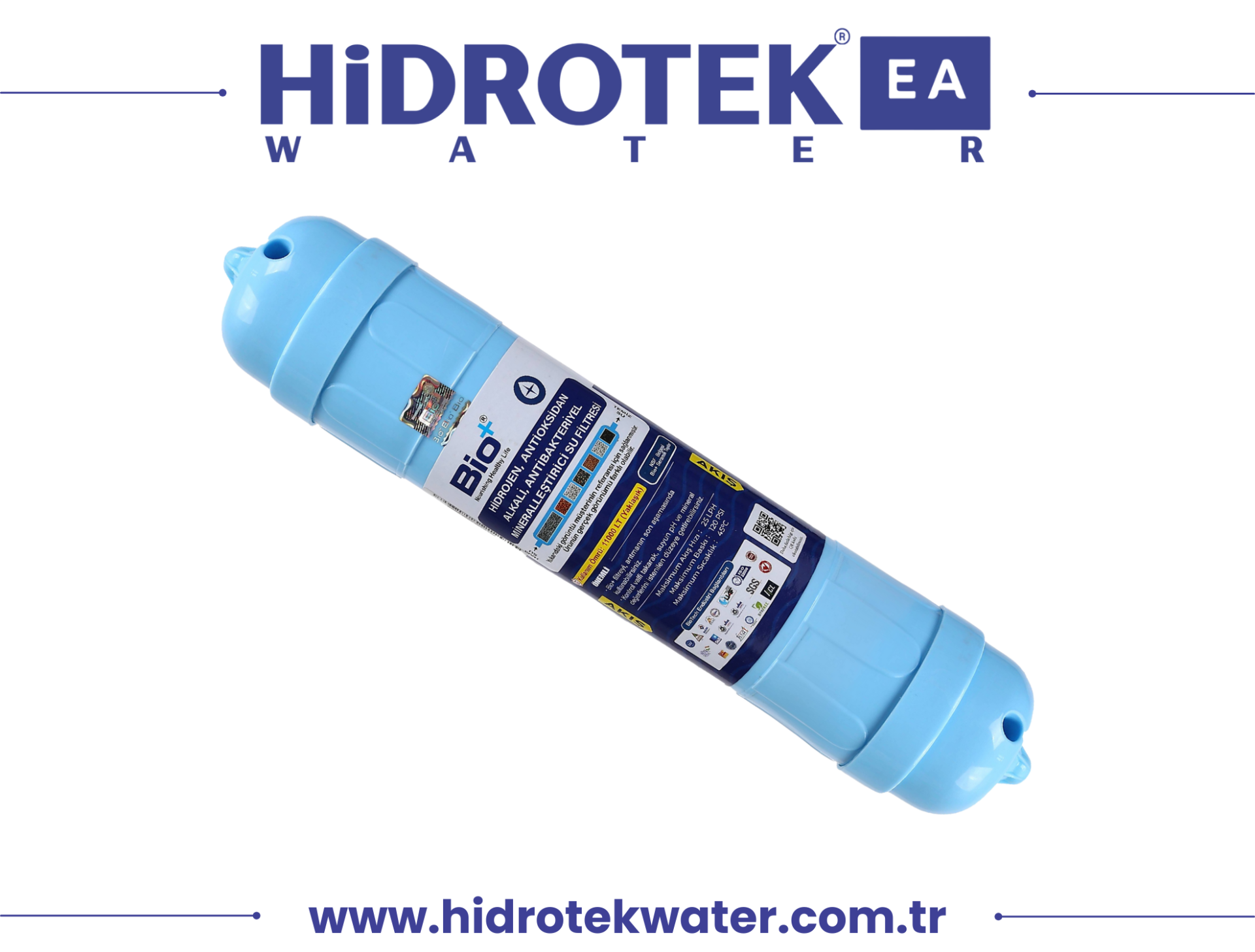 Hidrotek EA Water Hidrojen Açısından Zengin, Alkali, Antioksidan, Mineralleştirici Su Filtresi 11''