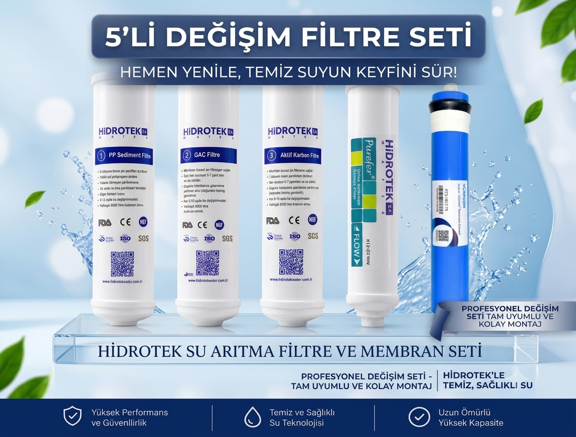 Hidrotek EA Water İlk Yıl Değişecek Filtre Seti - 5 li Filtre Seti