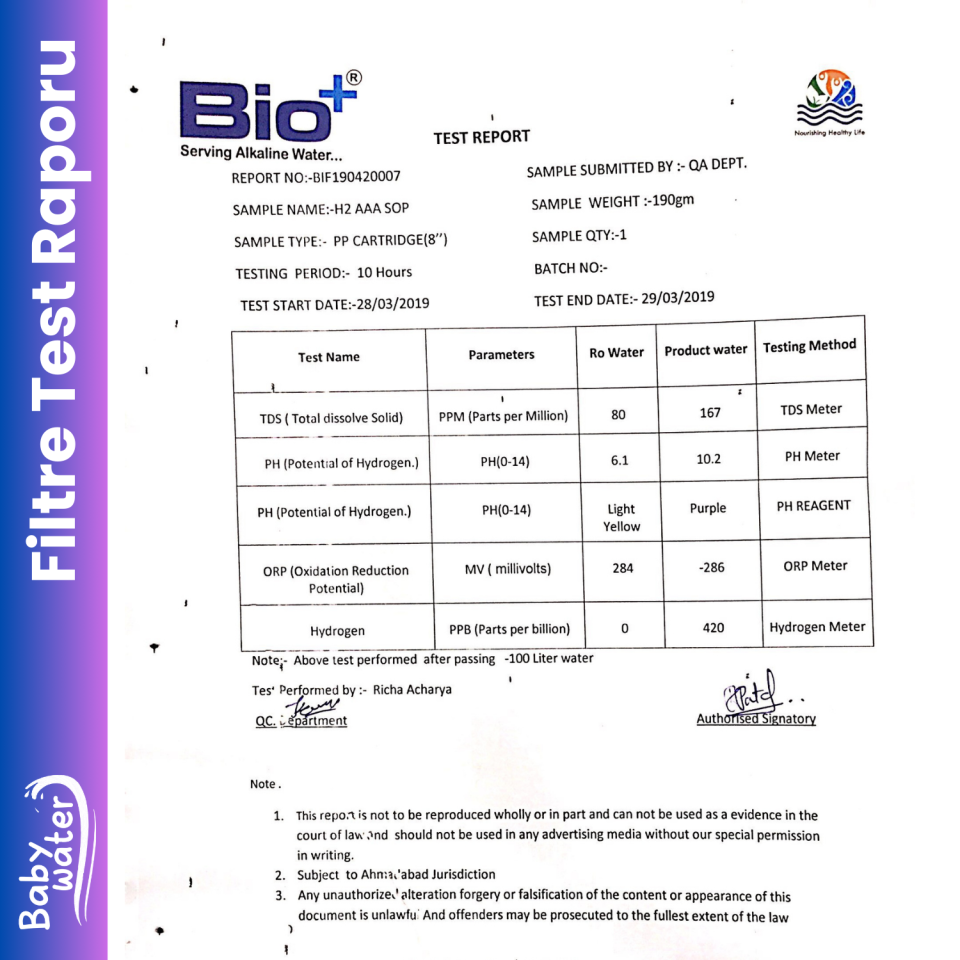 BabyWater Alkali pH 8,5 Bebekler için Sağlıklı Su Üretim Cihazı