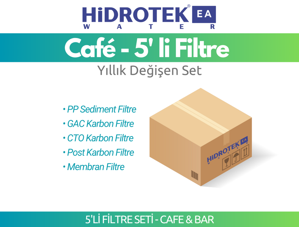 Hidrotek EA Water Cafe&Bar Modeli için Tam Takım Filtre Seti - SERVİS DAHİL