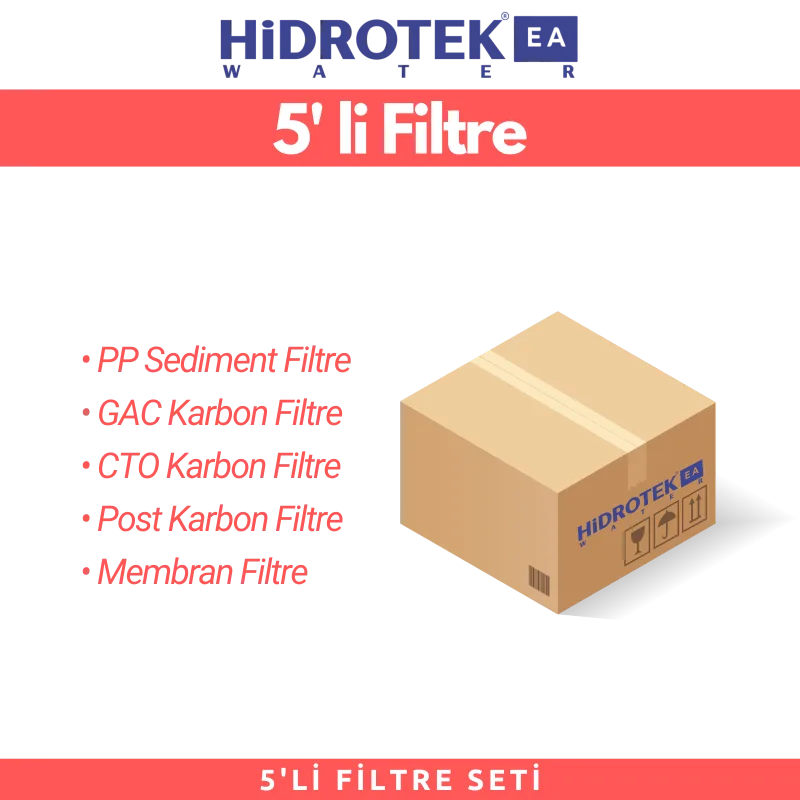 Hidrotek EA Water İlk Yıl Değişecek Filtre Seti - 5 li Filtre Seti (Servis Hariç)