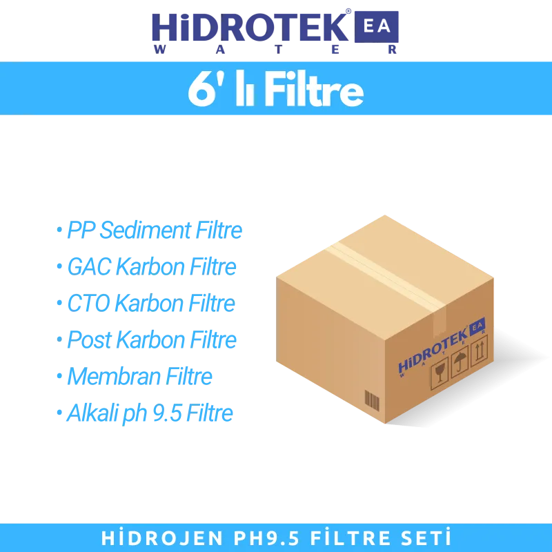 Hidrotek EA Water Hidrojen pH 9,5 Su Arıtma Cihazı 2. Yıl Değişecek Filtre Seti (Servis Hariç)