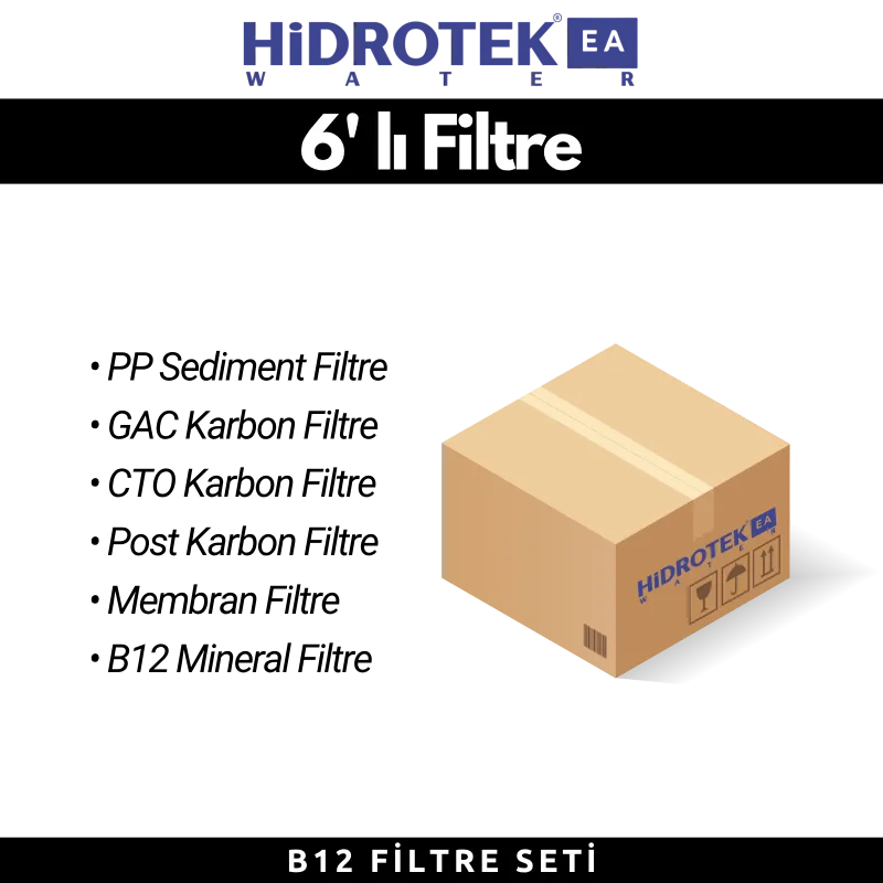 Hidrotek EA Water B12 Su Arıtma Cihazı 2. Yıl Değişecek Filtre Seti (Servis Hariç)